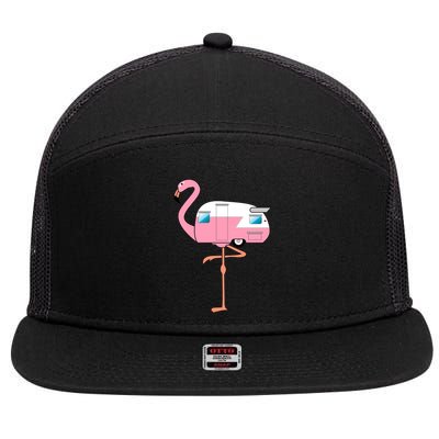 Flamingo RV Camper 7 Panel Mesh Trucker Snapback Hat