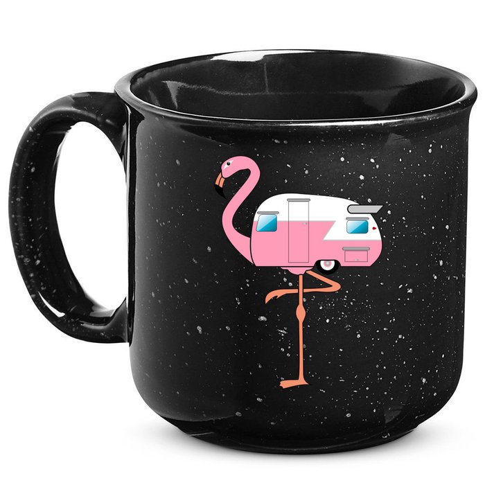 Flamingo RV Camper 15oz Campfire Ceramic Mug
