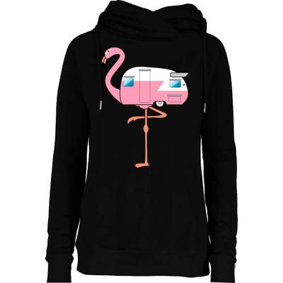 Flamingo RV Camper Womens Funnel Neck Pullover Hood