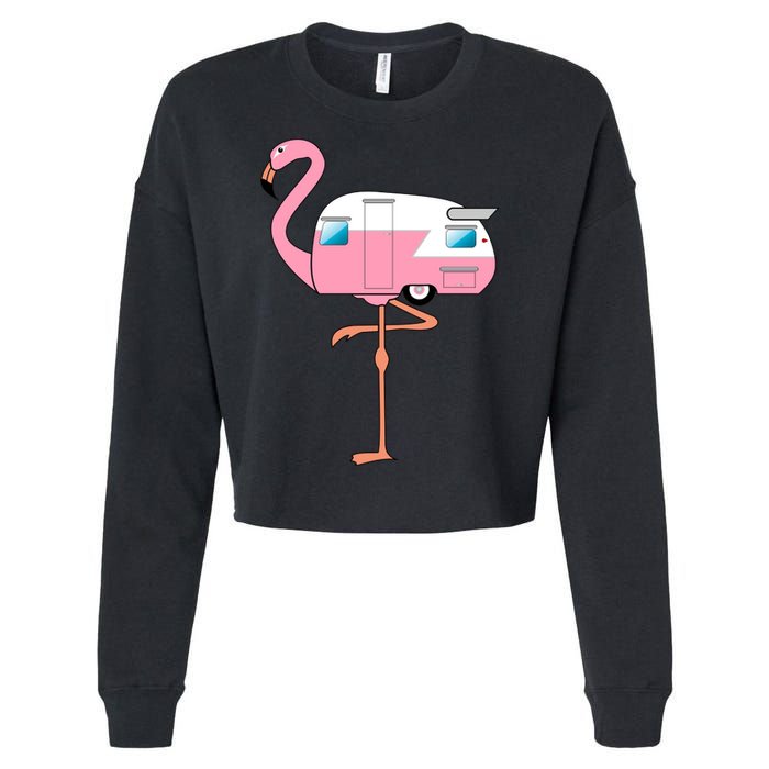 Flamingo RV Camper Cropped Pullover Crew