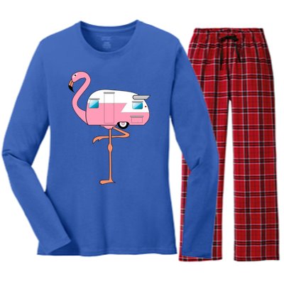 Flamingo RV Camper Women's Long Sleeve Flannel Pajama Set 