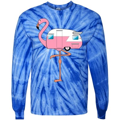 Flamingo RV Camper Tie-Dye Long Sleeve Shirt