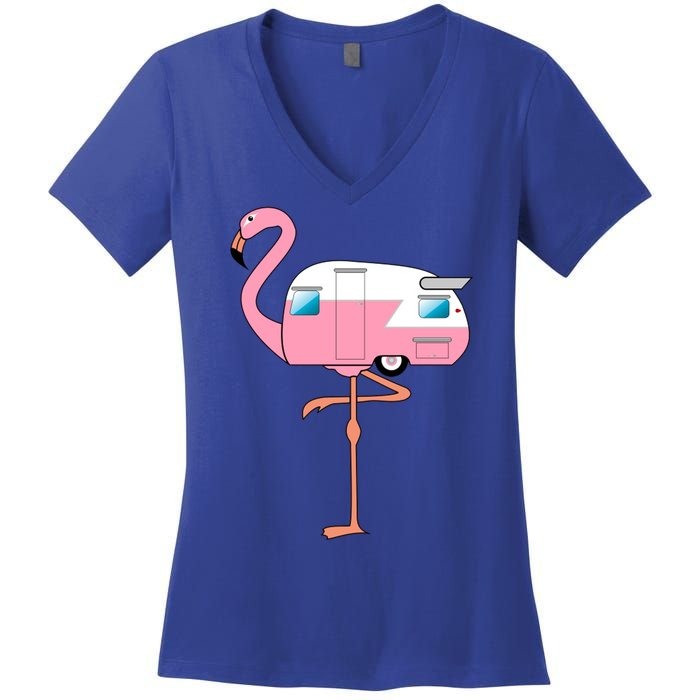 Flamingo RV Camper Women's V-Neck T-Shirt