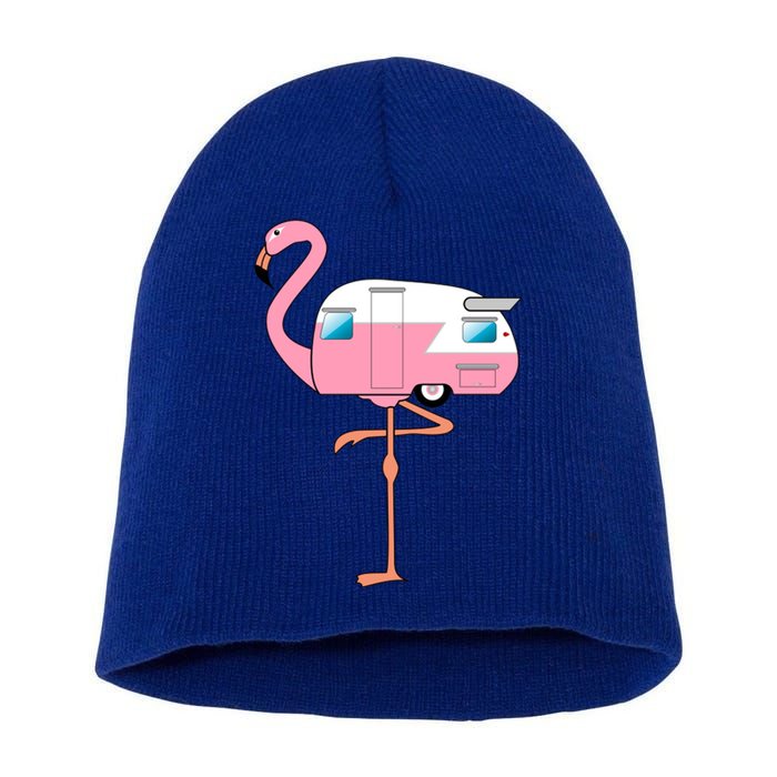 Flamingo RV Camper Short Acrylic Beanie