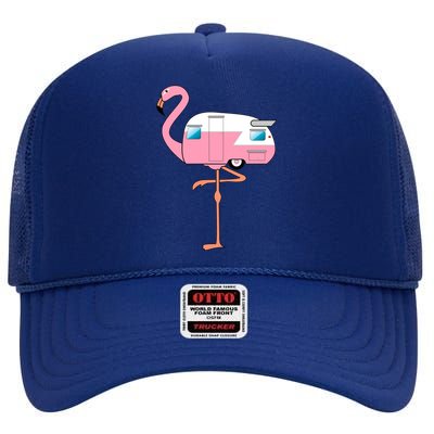 Flamingo RV Camper High Crown Mesh Back Trucker Hat