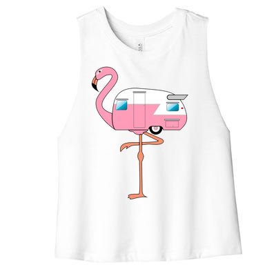 Flamingo RV Camper Women's Racerback Cropped Tank