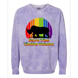 Funny Rhino Chubby Unicorns Save The Chubby Unicorn Gift Colorblast Crewneck Sweatshirt