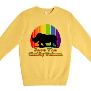 Funny Rhino Chubby Unicorns Save The Chubby Unicorn Gift Premium Crewneck Sweatshirt