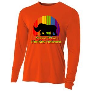 Funny Rhino Chubby Unicorns Save The Chubby Unicorn Gift Cooling Performance Long Sleeve Crew