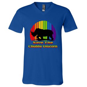 Funny Rhino Chubby Unicorns Save The Chubby Unicorn Gift V-Neck T-Shirt