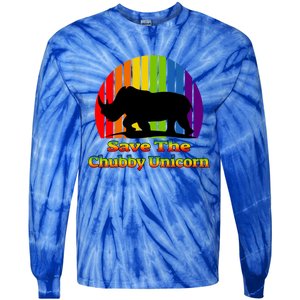 Funny Rhino Chubby Unicorns Save The Chubby Unicorn Gift Tie-Dye Long Sleeve Shirt