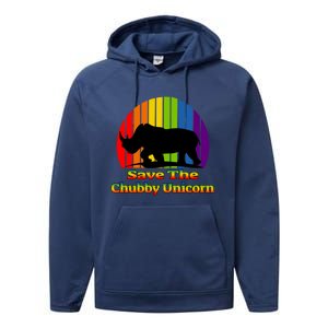 Funny Rhino Chubby Unicorns Save The Chubby Unicorn Gift Performance Fleece Hoodie