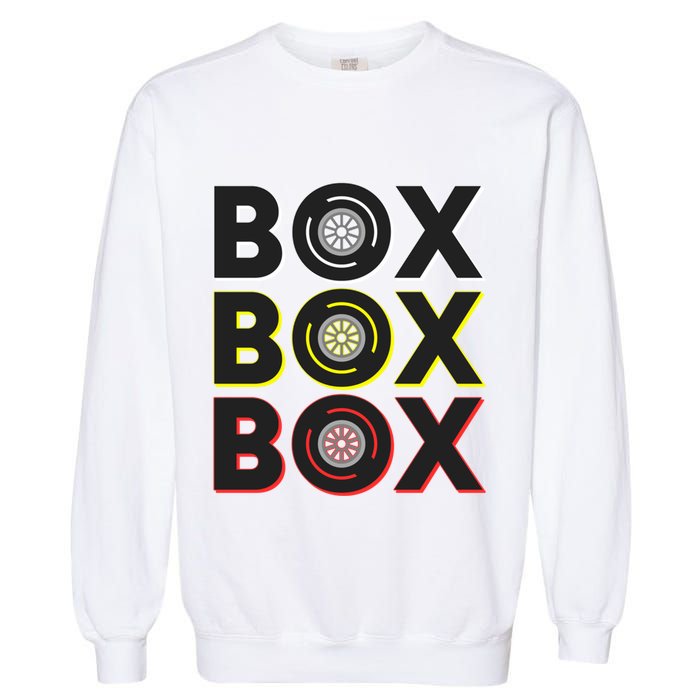 Formula Racing Car Box Box Box Radio Call To Pit Box Gift Garment-Dyed Sweatshirt