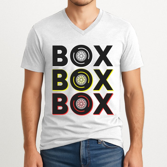 Formula Racing Car Box Box Box Radio Call To Pit Box Gift V-Neck T-Shirt