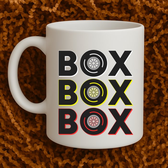 Formula Racing Car Box Box Box Radio Call To Pit Box Gift Mug