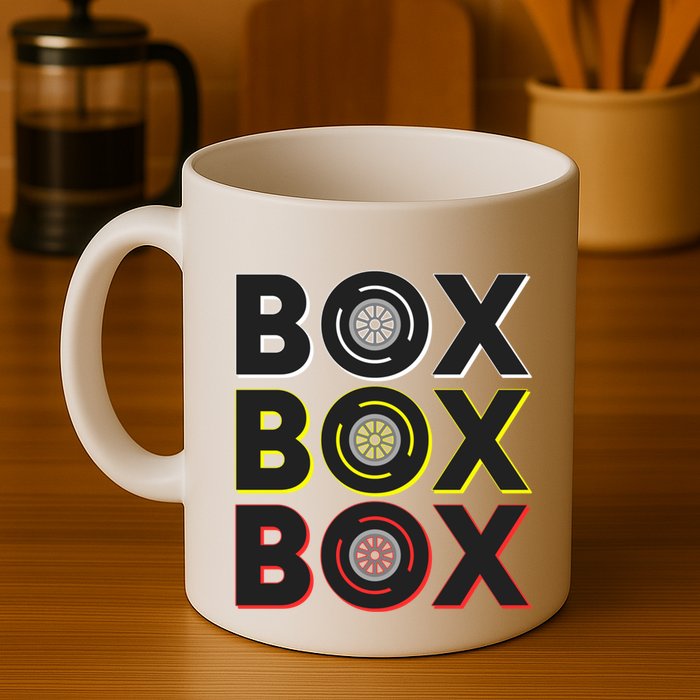 Formula Racing Car Box Box Box Radio Call To Pit Box Gift Mug