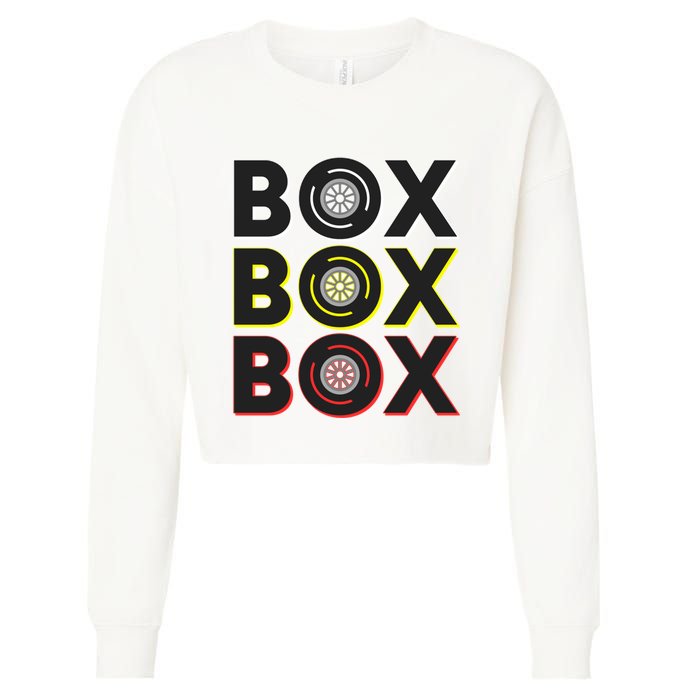 Formula Racing Car Box Box Box Radio Call To Pit Box Gift Cropped Pullover Crew