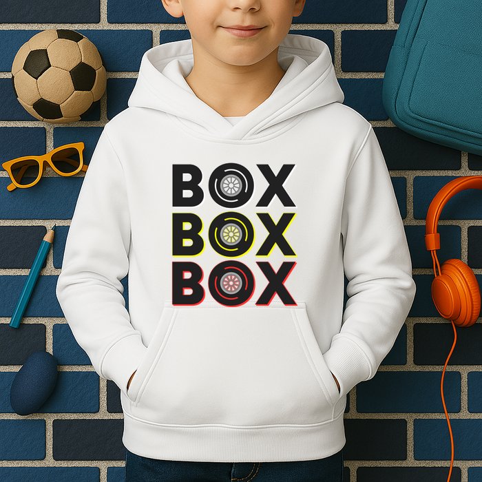 Formula Racing Car Box Box Box Radio Call To Pit Box Gift Kids Hoodie