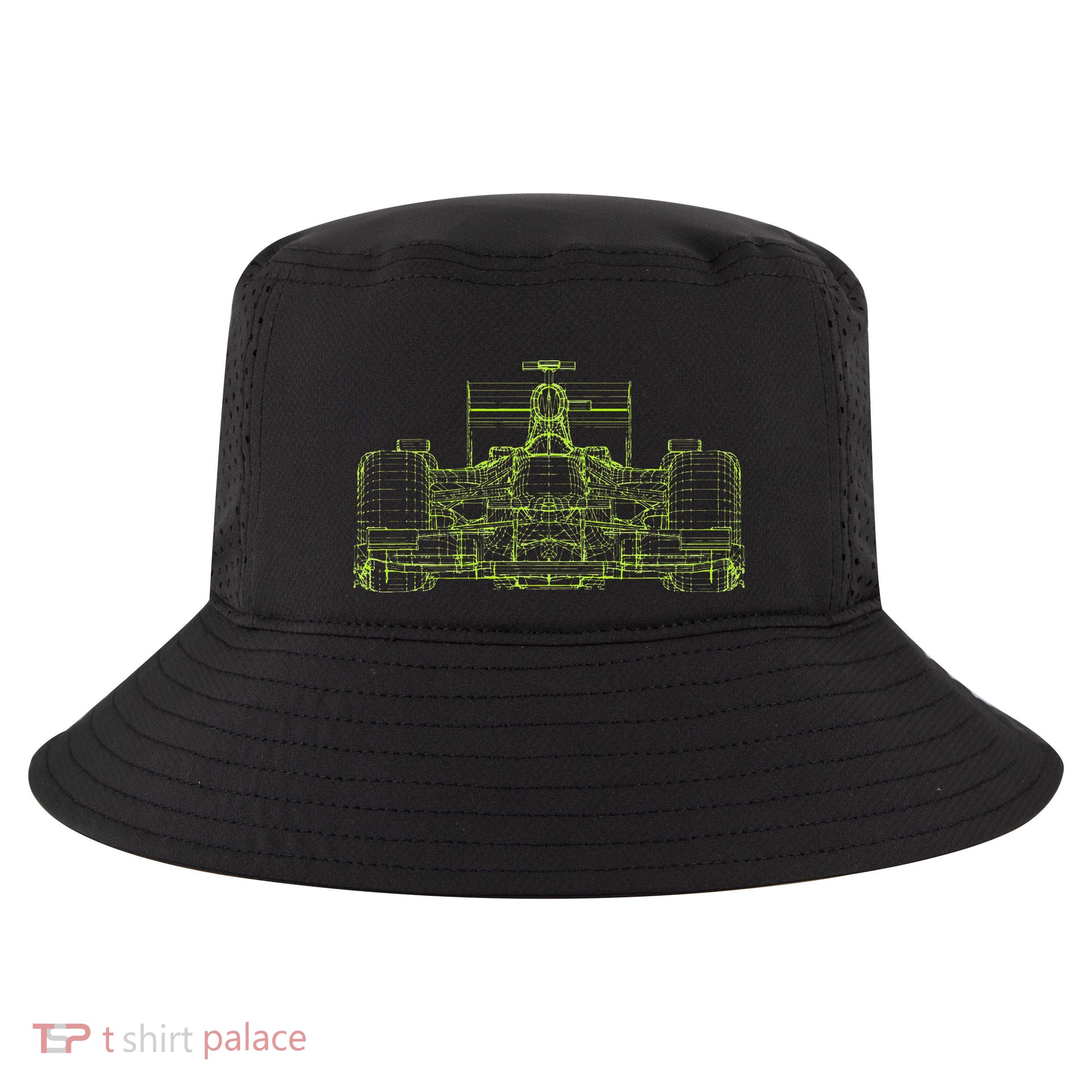 Formula Racing Car Blueprint Mechanical Engineer Racer Fan Cool Comfort Performance Bucket Hat