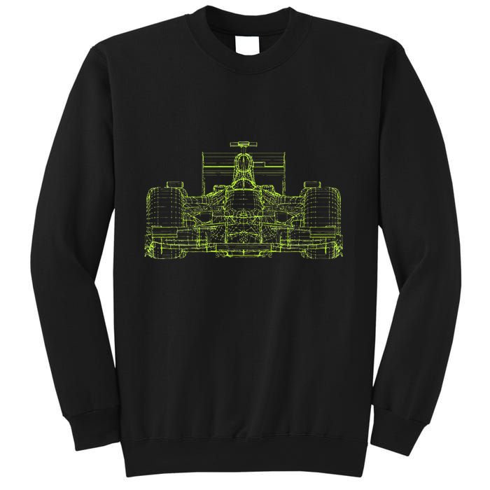 Formula Racing Car Blueprint Mechanical Engineer Racer Fan Sweatshirt