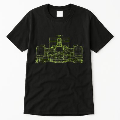 Formula Racing Car Blueprint Mechanical Engineer Racer Fan Tall T-Shirt