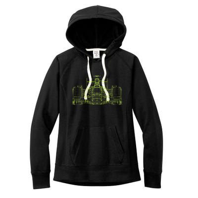 Formula Racing Car Blueprint Mechanical Engineer Racer Fan Women's Fleece Hoodie