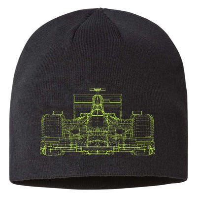 Formula Racing Car Blueprint Mechanical Engineer Racer Fan Sustainable Beanie
