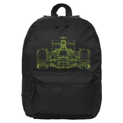 Formula Racing Car Blueprint Mechanical Engineer Racer Fan 16 in Basic Backpack