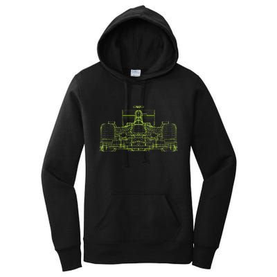 Formula Racing Car Blueprint Mechanical Engineer Racer Fan Women's Pullover Hoodie
