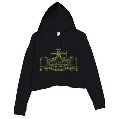 Formula Racing Car Blueprint Mechanical Engineer Racer Fan Crop Fleece Hoodie