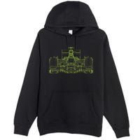 Formula Racing Car Blueprint Mechanical Engineer Racer Fan Premium Pullover Hoodie
