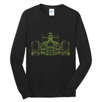 Formula Racing Car Blueprint Mechanical Engineer Racer Fan Tall Long Sleeve T-Shirt