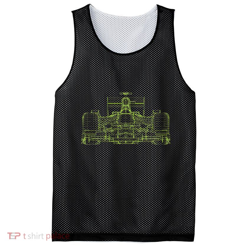 Formula Racing Car Blueprint Mechanical Engineer Racer Fan Mesh Reversible Basketball Jersey Tank