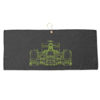 Formula Racing Car Blueprint Mechanical Engineer Racer Fan Large Microfiber Waffle Golf Towel