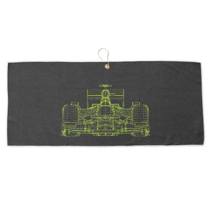 Formula Racing Car Blueprint Mechanical Engineer Racer Fan Large Microfiber Waffle Golf Towel