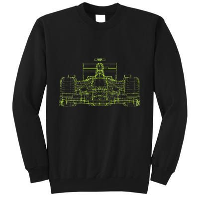 Formula Racing Car Blueprint Mechanical Engineer Racer Fan Tall Sweatshirt