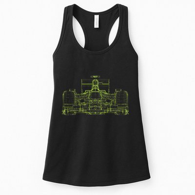 Formula Racing Car Blueprint Mechanical Engineer Racer Fan Womens Tank Top