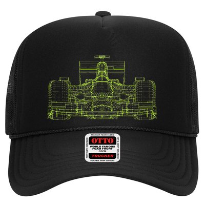 Formula Racing Car Blueprint Mechanical Engineer Racer Fan Trucker Hat