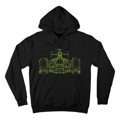 Formula Racing Car Blueprint Mechanical Engineer Racer Fan Tall Hoodie