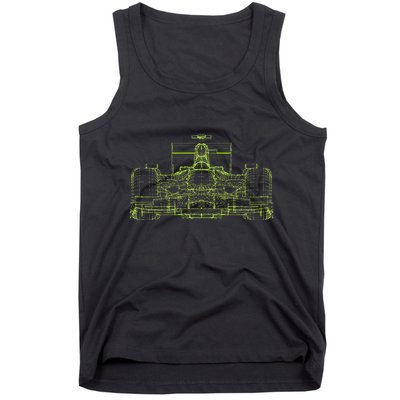 Formula Racing Car Blueprint Mechanical Engineer Racer Fan Tank Top