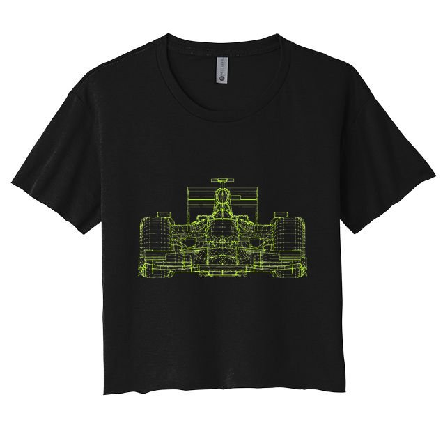 Formula Racing Car Blueprint Mechanical Engineer Racer Fan Crop Top