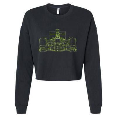 Formula Racing Car Blueprint Mechanical Engineer Racer Fan Cropped Pullover Crew