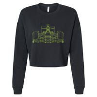 Formula Racing Car Blueprint Mechanical Engineer Racer Fan Cropped Pullover Crew