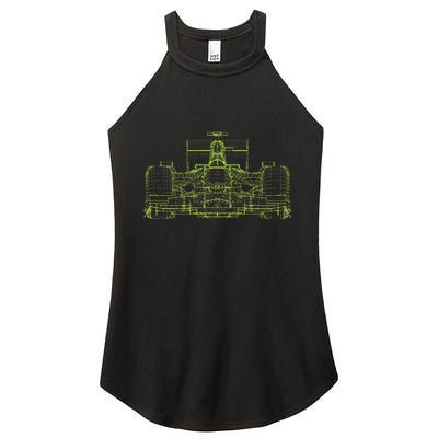 Formula Racing Car Blueprint Mechanical Engineer Racer Fan Women's Perfect Tri Rocker Tank
