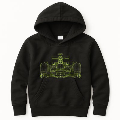 Formula Racing Car Blueprint Mechanical Engineer Racer Fan Kids Hoodie