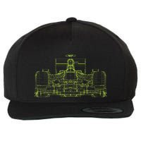 Formula Racing Car Blueprint Mechanical Engineer Racer Fan Wool Snapback Cap