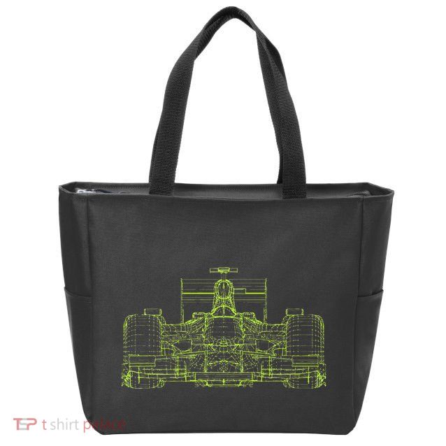 Formula Racing Car Blueprint Mechanical Engineer Racer Fan Zip Tote Bag