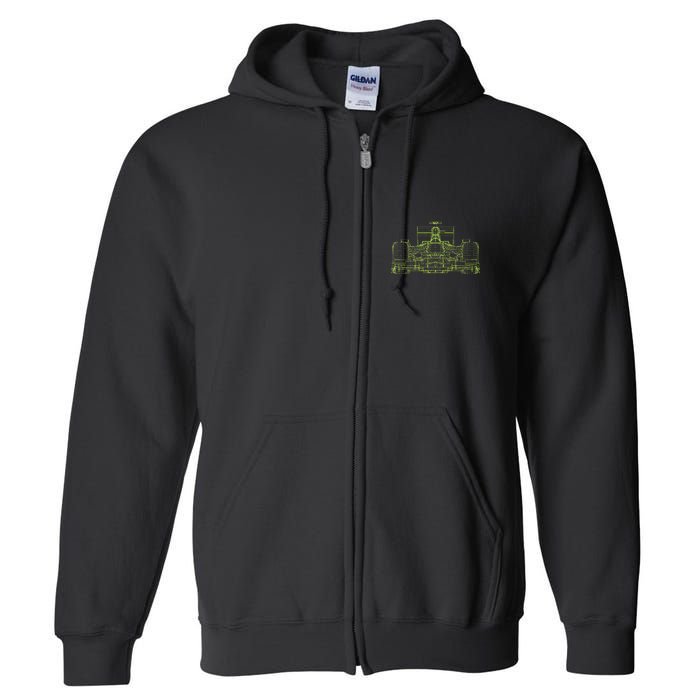 Formula Racing Car Blueprint Mechanical Engineer Racer Fan Full Zip Hoodie