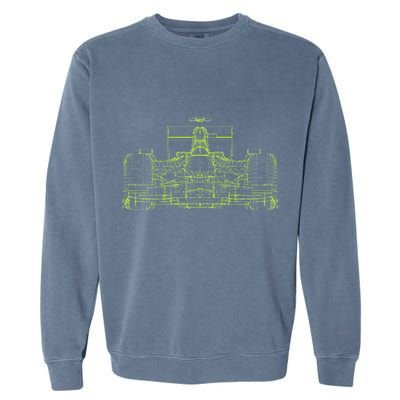 Formula Racing Car Blueprint Mechanical Engineer Racer Fan Garment-Dyed Sweatshirt