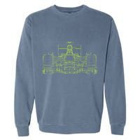 Formula Racing Car Blueprint Mechanical Engineer Racer Fan Garment-Dyed Sweatshirt